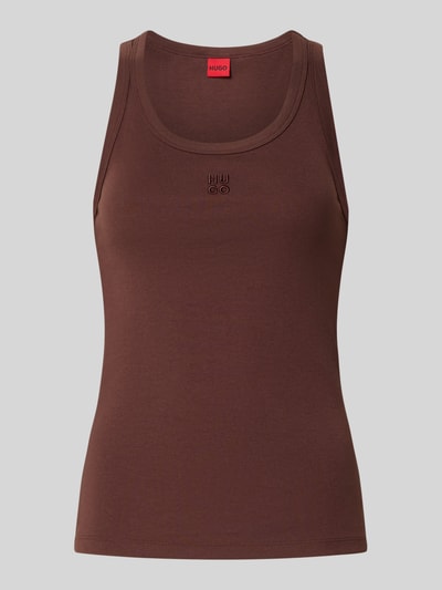 HUGO Regular fit tanktop van katoenmix, model 'DATAMIA' Chocoladebruin - 2