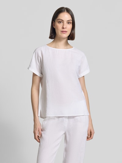 Christian Berg Woman Leinenbluse mit fixiertem Ärmelaufschlag Weiss 4