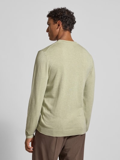 MCNEAL Gebreide pullover met ribboorden Rietgroen gemêleerd - 5