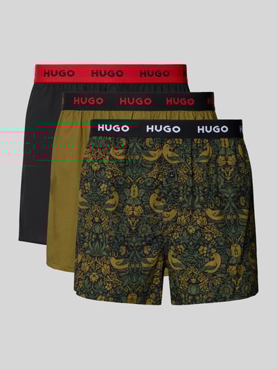 HUGO Boxershorts mit elastischem Logo-Bund im 3er-Pack Khaki 1