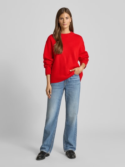 Jake*s Casual Loose Fit Strickpullover aus Wolle Kirsche 1