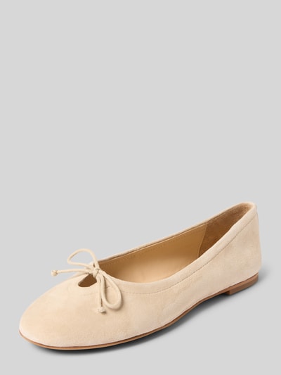 INUOVO Ballerina's van leer met strikdetail Zand - 1