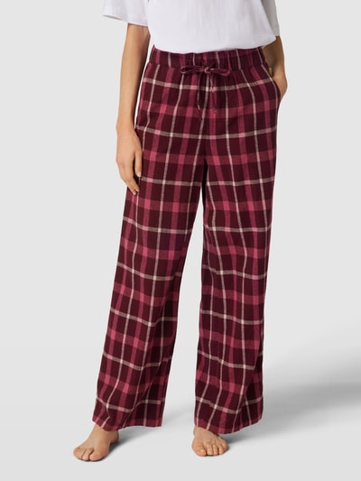 Esprit Pyjama-Hose mit Karomuster Modell 'Single Pants long leg' Bordeaux 4