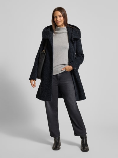 Milo Coats Lange jas met capuchon en knoopsluiting, model 'STELLA' Marineblauw - 1