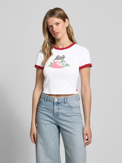 Levi's® Cropped T-Shirt mit Rundhalsausschnitt Modell 'MINI RINGER' Weiss 4