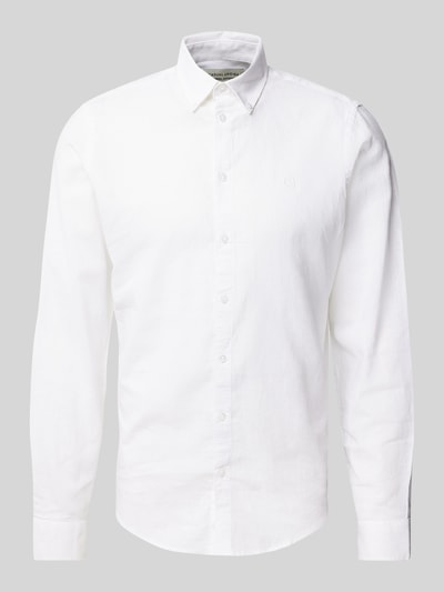 Casual Friday Regular Fit Leinenhemd mit Button-Down-Kragen Modell 'Anton' Weiss 2