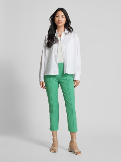 SEDUCTIVE Slim fit capribroek met vaste persplooien Groen - 1