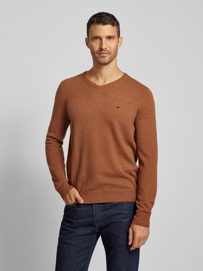 Fynch-Hatton Gebreide pullover met V-hals Hazelnoot - 4