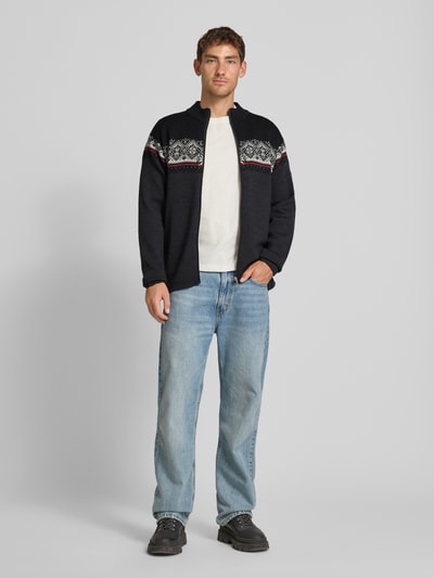 Dale of Norway Gebreid jack van wol met opstaande kraag en ritssluiting Antraciet - 1