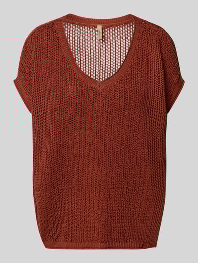 Soyaconcept T-Shirt mit Lochmuster Modell 'LAURETTE' Rostrot 2