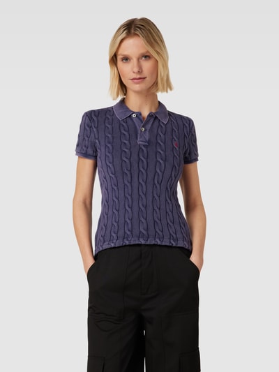 Polo Ralph Lauren Poloshirt mit Zopfmuster Modell 'POLO' Marine 4