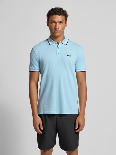 BOSS Green Regular Fit Poloshirt aus reiner Baumwolle Hellblau 4