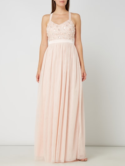 Jake*s Cocktail Abendkleid mit Pailletten Metallic Rosa 1