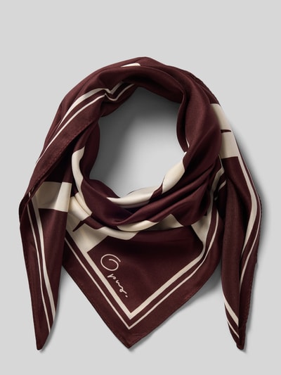 Productfoto, bordeauxrode sjaal met all-over motief model 'Aditha' van OPUS, zachte textuur, Dames sjaal