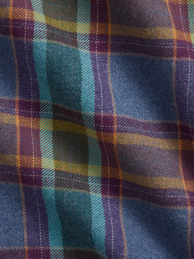 Produktfoto, kariertes Muster in Blau, Grün, Gelb und Rot, weiche Baumwollstruktur, Custom Fit Freizeithemd aus reiner Baumwolle von Polo Ralph Lauren, Herren Freizeithemd von Polo Ralph Lauren