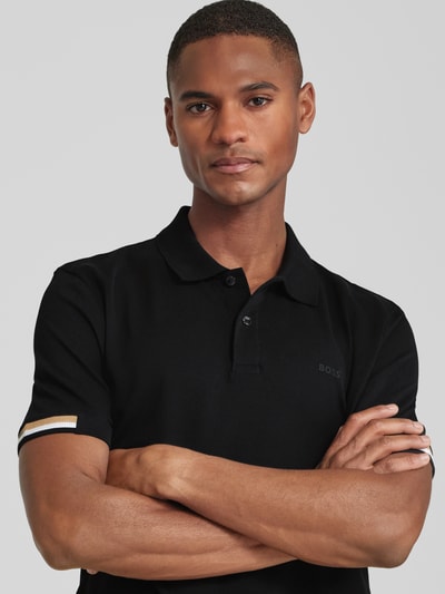 BOSS Poloshirt mit Label-Print Modell 'Parlay' Black 3