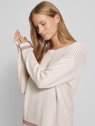 Tom Tailor Oversized gebreide pullover met boothals Taupe - 3