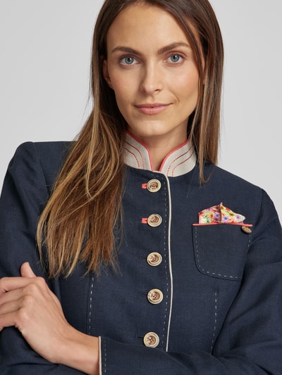 White Label Blazer aus Leinen-Baumwoll-Mix mit Stehkragen Marine 3
