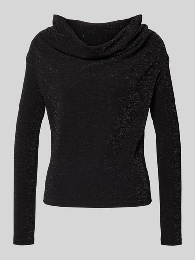 Selected Femme Regular fit shirt met lange mouwen en cascadehals, model 'SANDRA' Zwart - 2