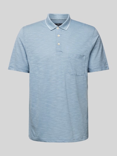 RAGMAN Poloshirt met streepmotief en borstzak Aquablauw - 2