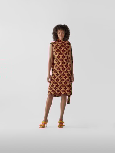Paco Rabanne Knielanges Kleid mit Allover-Muster Schwarz 1