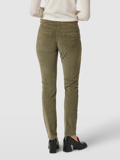 MAC Slim Fit Hose aus Cord mit Reißverschlusstasche Khaki 5