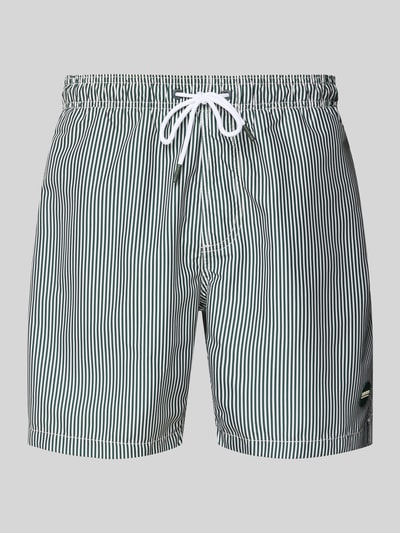 Shiwi Regular fit zwembroek met labelpatch, model 'Mike' Donkergroen - 1
