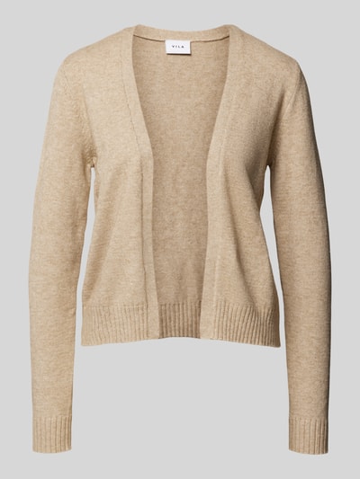 Vila Cardigan mit gerippten Abschlüssen Beige Melange 2