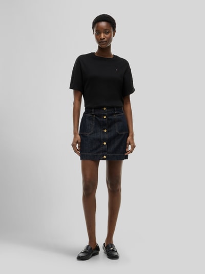 Tommy Hilfiger Krój regular fit spódnica mini z czystej bawełny z listwą guzikową Ciemnoniebieski 1