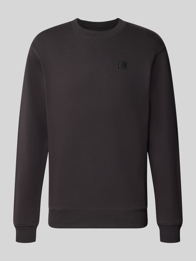 Produktfoto, Regular Fit Sweatshirt aus reiner Baumwolle mit Label-Patch von Scotch & Soda, schwarze Farbe, elastische Abschlüsse, klassische Form