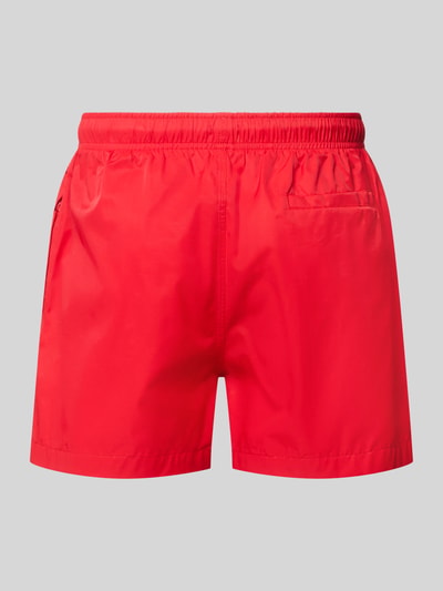 Produktfoto, Badehose mit elastischem Bund und Tunnelzug von MCNEAL in Rot, Baumwoll-Mix, Regular-Fit, glatte Struktur, Rückansicht