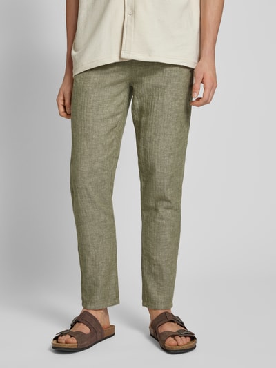 Blend Regular fit stoffen broek met tunnelkoord, model 'MORGAN' Olijfgroen - 4