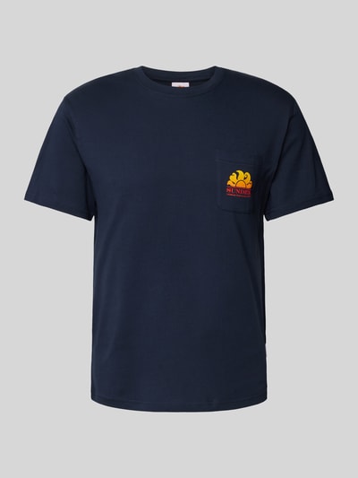 Sundek T-shirt met borstzak, model 'New Herbert' Marineblauw - 1