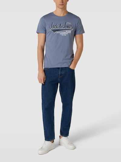 Jack & Jones T-shirt z nadrukiem z logo Błękitny 1