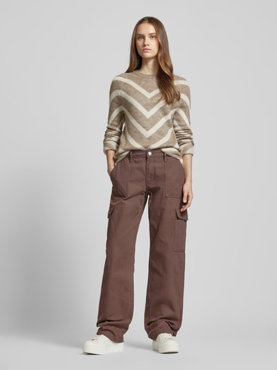 Only Gebreide pullover met ronde hals, model 'ELIZA' Taupe gemêleerd - 1