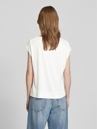 OPUS T-shirt met geribde ronde hals, model 'Sestern' Offwhite - 5