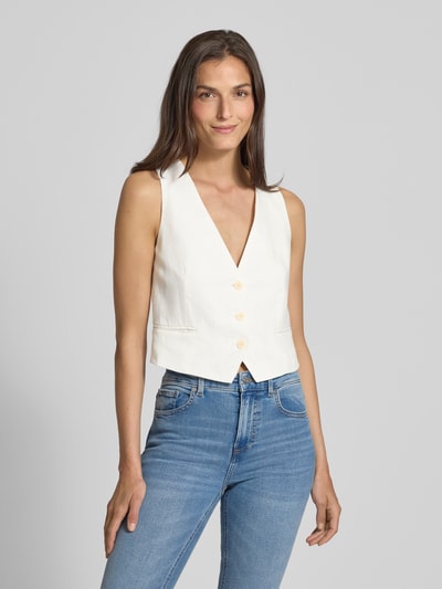 Mango Leinenweste mit Paspeltaschen Modell 'BORELI' Offwhite 4