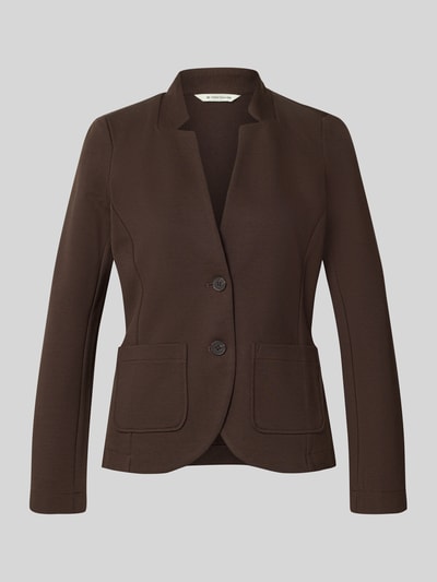 Produktfoto, dunkelbrauner Regular Fit Kurzblazer mit Baumwoll-Anteil von Tom Tailor, strukturierte Oberfläche, Damen Kurzblazer von Tom Tailor