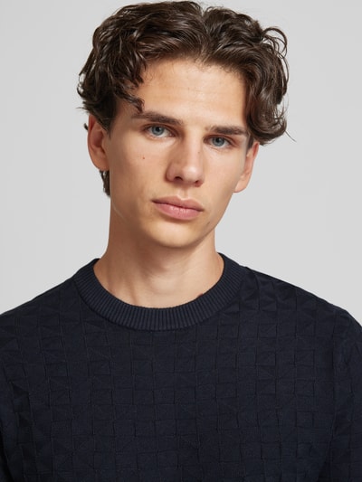 Only & Sons Gebreide pullover met structuurmotief, model 'KALLE' Donkerblauw - 3