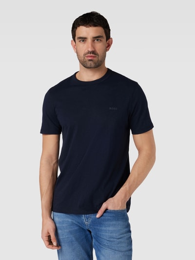 BOSS Orange T-shirt met labelprint, model 'Tegood' Marineblauw - 4