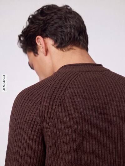Selected Pullover mit Raglanärmeln aus Wollmix Dunkelbraun 3