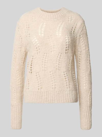 JOOP! Strickpullover mit Lochmuster Modell 'Kalma' Beige 2