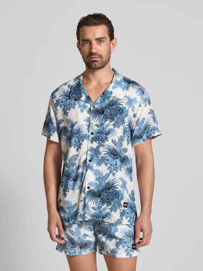 BOSS Relaxed fit vrijetijdsoverhemd met all-over motief Lichtblauw - 4