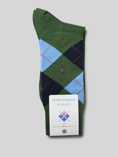 Burlington Sokken van scheerwolmix met labeldetail Groen - 3