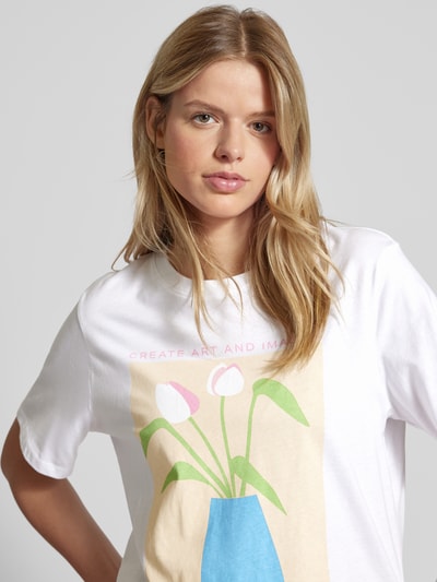 Pieces T-Shirt mit Motiv-Print  Weiss 3