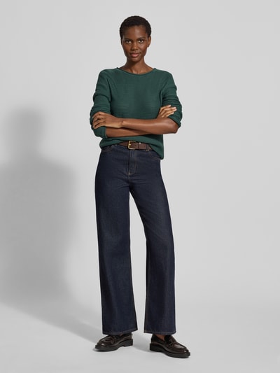 s.Oliver RED LABEL Sweter z dzianiny kroju regular fit z mieszanki bawełny Ciemnozielony 1