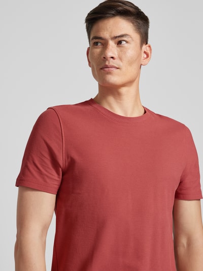 MCNEAL T-shirt met geribde ronde hals Roestrood - 3