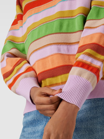 Oilily Sweter z dzianiny ze wzorem w paski model ‘KOBRA’ Jasnofioletowy 3