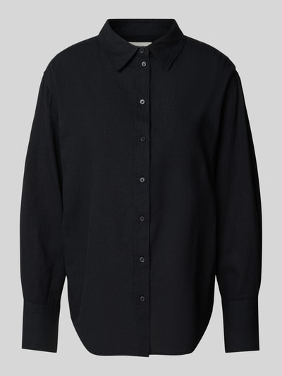 Gina Tricot Regular fit overhemdblouse van linnen met doorknoopsluiting Zwart - 2