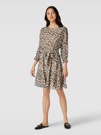 Jake*s Collection Knielanges Kleid mit Animal-Print Ecru 1